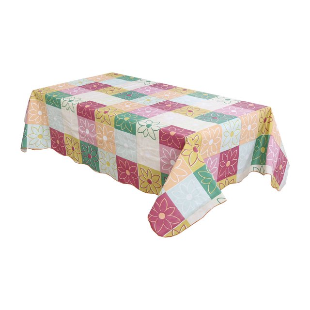 Unique Bargains Vinyl Tablecloth Square 60' x 60' Plaid Flower PatternWater Stain Oil Resistant