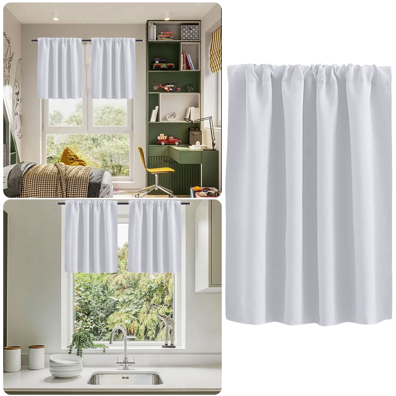 Solid Color High Precision Short Curtain Living Room Bedroom Kitchen Shower Curtain with Attached Liner Out Drapes Shower Curtain with Pockets Teal Shower Curtains for Bathroom Long Width Curtains