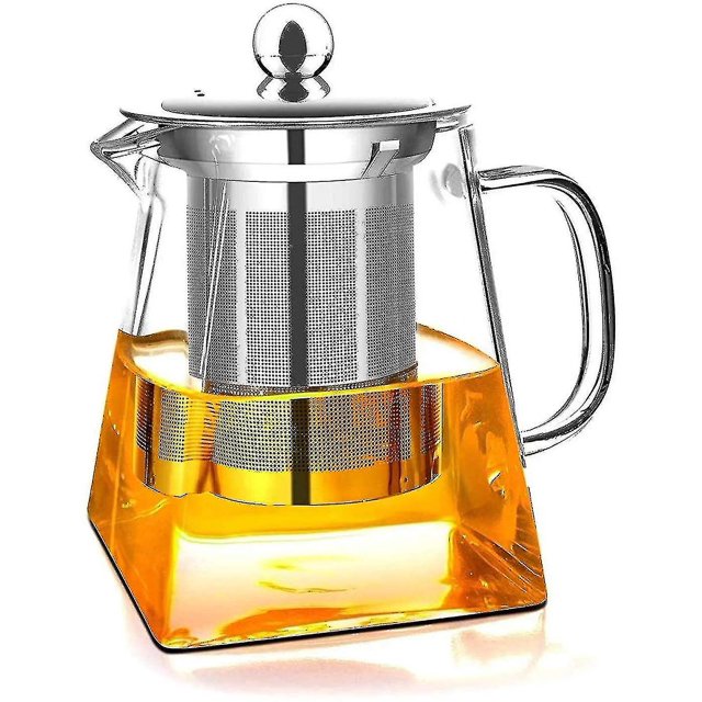 Glass Teapot With Removable Infuser, High Borosilicate Glass Loose Tea Kettle, Strainer And Lid - Stove Safe (