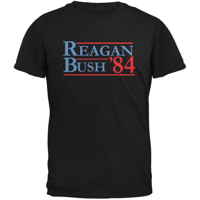 Election 1984 Reagan Bush Distressed Black Adult T-Shirt