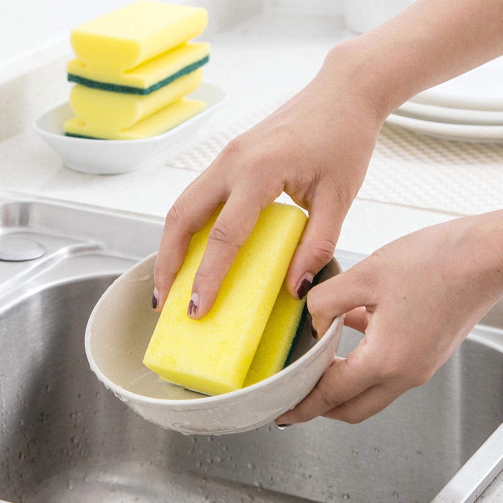 10Pcs Compressed Wood Pulp Sponge, Yannianjz Compressed Wood Pulp Sponge, Oil-Free Absorbing Kitchen Dishwashing Sponge, Natural Clean Sponge for Home, Dishes, Countertops