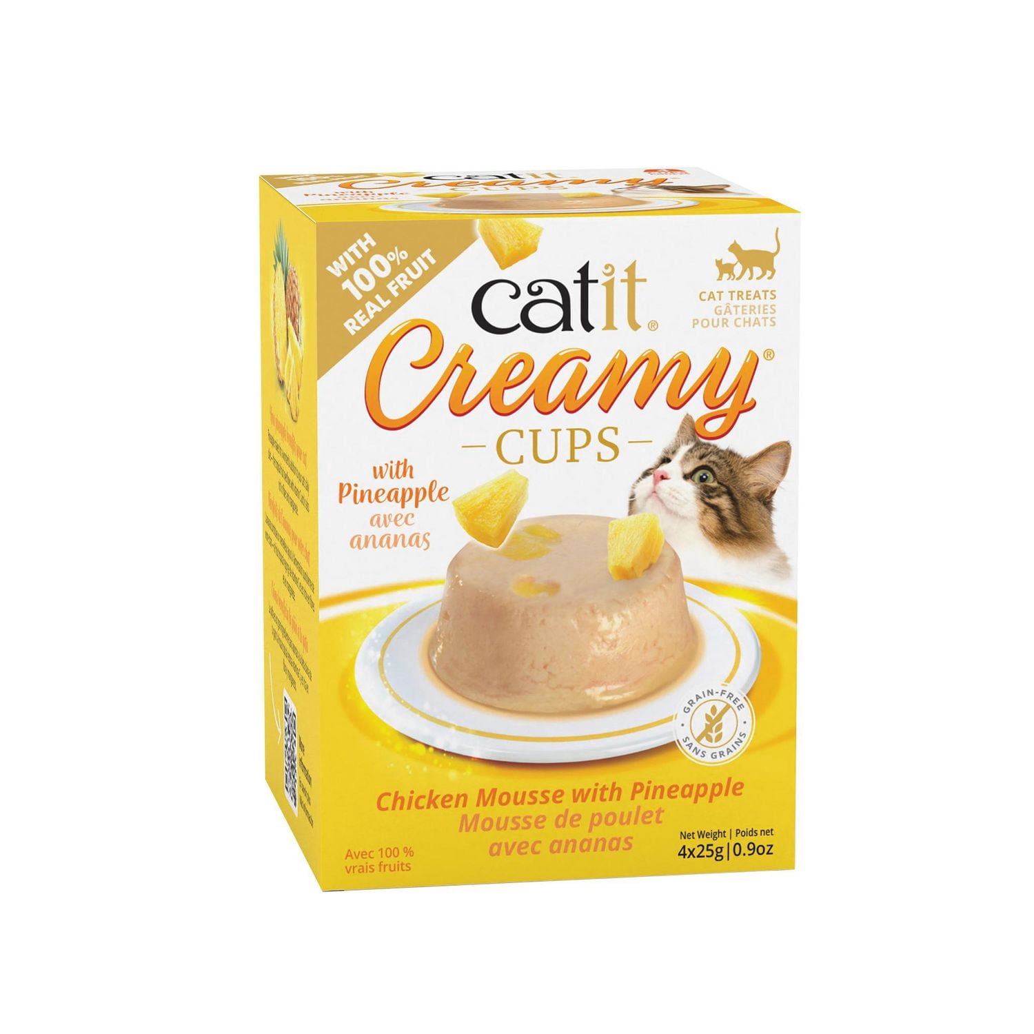 Mousse Catit Creamy Cups, Poulet avec ananas, 4 x 25 g