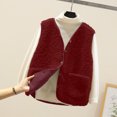 thumbnail image 2 of FAIWAD Womens Fleece Vest Fall Winter Warm Sleeveless Button Down Waistcoat Solid Color Loose Vest Coat, 2 of 7