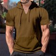 thumbnail image 2 of Birdeem Blouse à Capuche pour Hommes Chemise de Sport Unie avec Boutons Col Rond Manches Courtes, 2 of 12