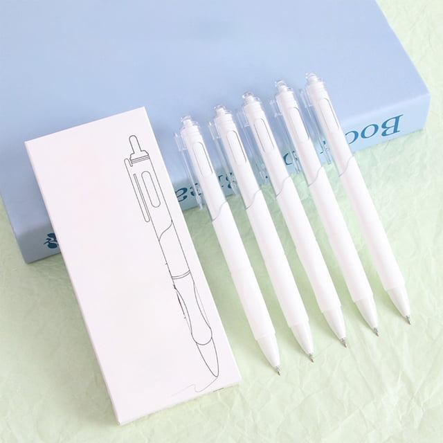 Student Gel Pens 5-Pack 0.7mm Black Ink Retractable Smooth Writing Quick-Drying Pens for School Note Taking & Office Journaling Hzhnb | Plastic, E