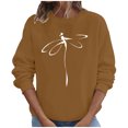 thumbnail image 1 of Chemise à Manches Longues pour Femmes Hauts d'Automne Manches Longues Chandail Ample Décontracté Imprimé Poitrine Col Rond Chandails en Molleton Manches Longues pour Femmes, 1 of 8