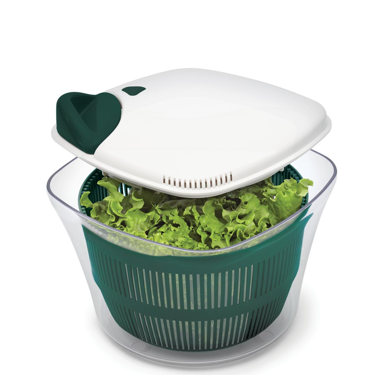 Starfrit Essoreuse à Salade, Capacité 5L, Poignée Rétractable, Bouton de Frein Rapide, Pieds Antidérapants, Bol pour Mélanger et Servir, Lave-Vaisselle