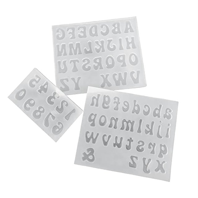 VogueV #01 Clearance Clearly Molds Silicone Molds for Resin Small Reverse Letters & Numbers Set Uppercase & Lowercase Epoxy Resin Casting Cake Mould Clear