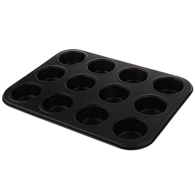 kurtrusly Non-Stick Muffin Pan Cupcake Cookie Molds Bakeware 12 Holes Large Black