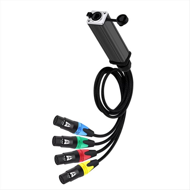 Câble Adaptateur Audio pour RJ45 4 Canaux 3 Broches XLR DM512 Extension de Signal Réseau Câble Réseau vers Distribution Analogique 20cm