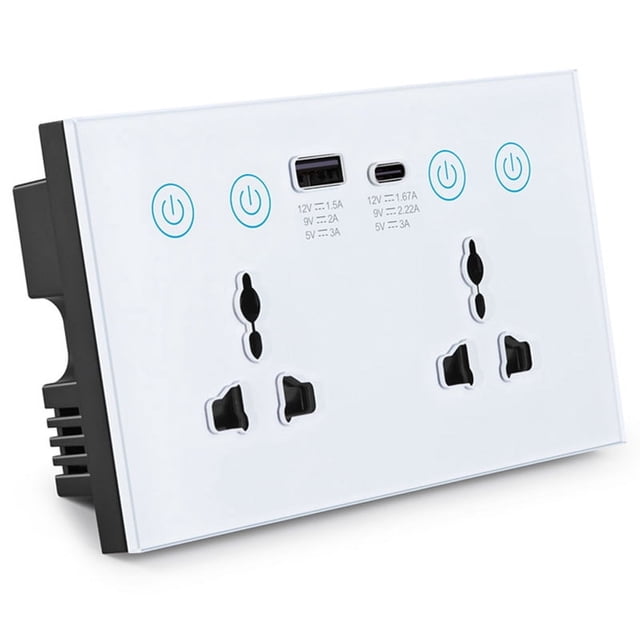 EU UK US Universal Plug Tuya ZigBee White Smart Socket Switch with USB and Type-C Port Outlet Smart Life