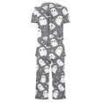 thumbnail image 3 of Jamicy Pyjama Mignon pour Femmes Pyjama pour Femmes à la Mode Décontracté Ample Imprimé Col Rond à Boutons Pantacourt Ensemble de Pyjama Pyjama d'Halloween, 3 of 4