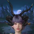 thumbnail image 1 of Devil Sheep Headband Punk for Costume Party Stage Performance Halloween Black, 1 of 8