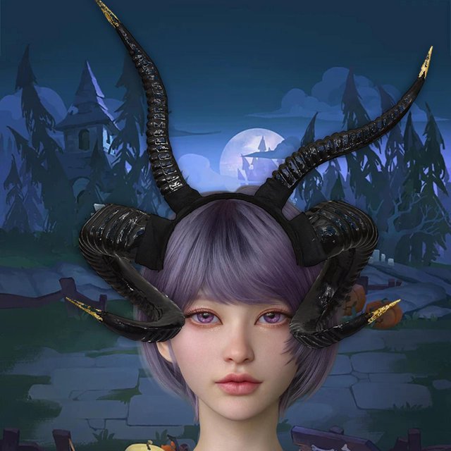 Devil Sheep Headband Punk for Costume Party Stage Performance Halloween Black