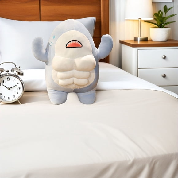 Luxshiny Snuggling at Bedtime Shark Plush Muscle Stuffed Shark Doll Blue 1 PCS