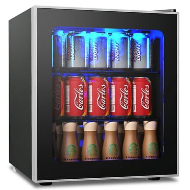 Gymax Réfrigérateur de 60 Canettes pour Boissons Bière Vin Soda Refroidisseur Mini-Frigo Porte en Verre