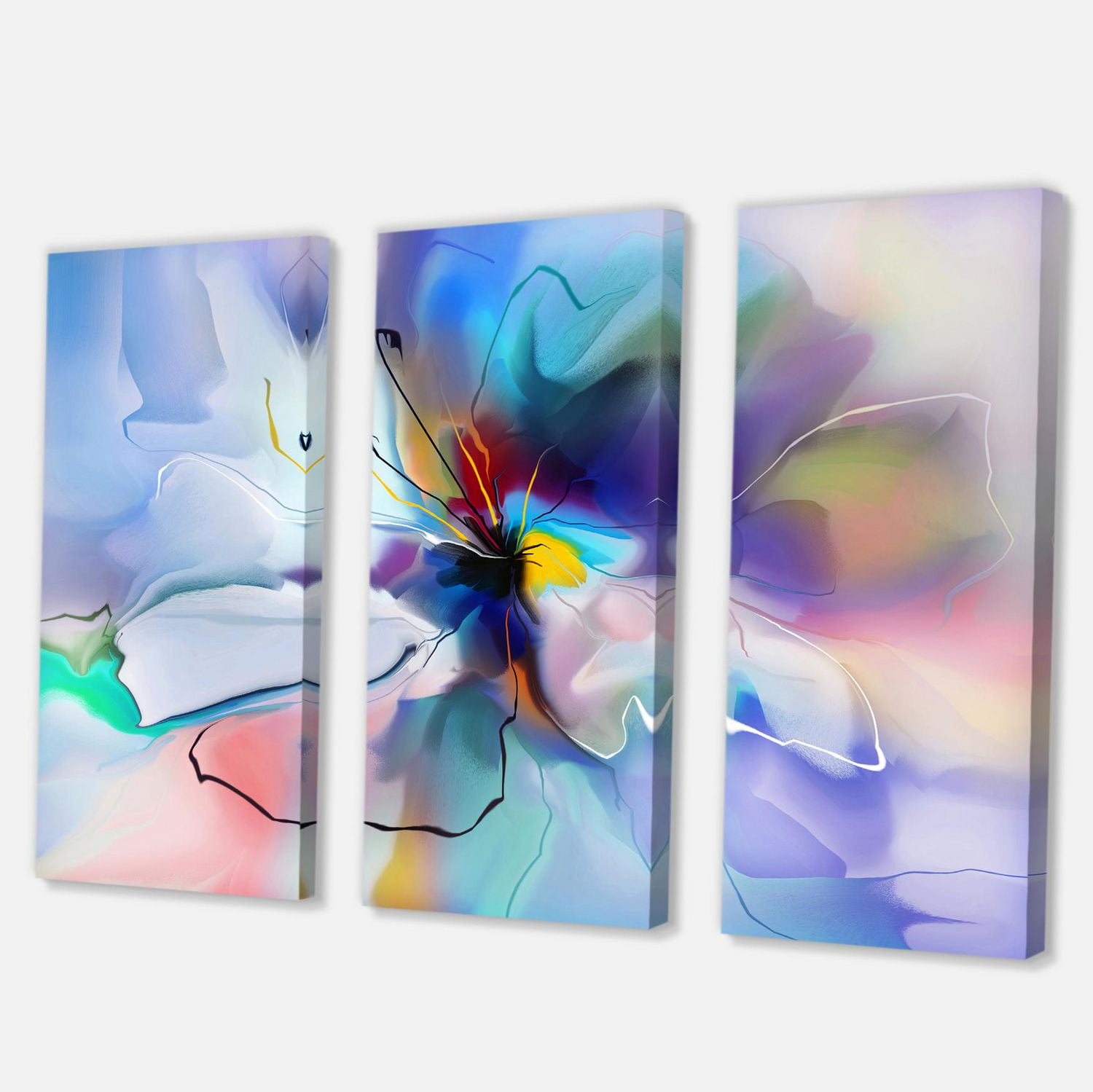 Designart Fleur bleue créative abstraite Art mural sur toile