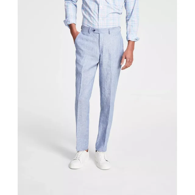 Bar III Men’s Slim-Fit Textured Linen Suit Separate Pants, Linen Blue, 34×34