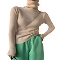 thumbnail image 1 of MesaSe Women Ribbed Knit Tops Long Sleeve Turtleneck Solid Color Slim Fit Sweater, 1 of 5
