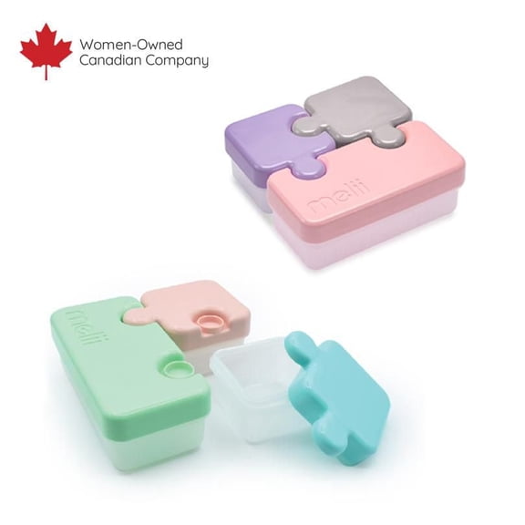 Melii 2 pack Puzzle Bento Box Container for Kids, 3 compartments