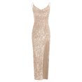 thumbnail image 3 of Gspmoly Robe pour Femme, Robe pour Femme Robe de Soirée Aguichant Fendue Col en V à Paillettes Mode Sans Manches Été Robes Formelles pour Femmes jusqu'à 60 % de Rabais, 3 of 4