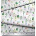 thumbnail image 3 of Soimoi White Rayon Fabric Cactus Leaves Fabric Prints By Yard 42 Inch Wide, 3 of 3