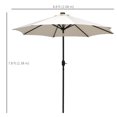thumbnail image 3 of Outsunny 9ft Solar Patio Umbrella with LED Lights Tilt Canopy, Cream White, 3 of 10