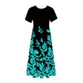 thumbnail image 3 of Dvkptbk Robes d'Été pour Femmes 2024 à Manches Courtes, Robes Midi Évasées, Robe T-Shirt Décontractée à Motif Floral, Robe de Plage Fluide avec Poches P-2TG, 3 of 4
