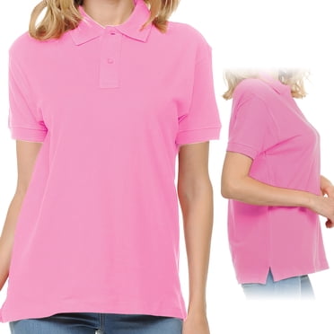 Basico (Pink) Polo Collared Shirts For Women 100% Cotton Short Sleeve Golf Polo Shirts For Women and Juniors