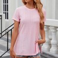 thumbnail image 4 of AherBiu Hauts d'Été Décontractés pour Femmes Manches Courtes Col Rond Fente Illet Trou Chemises de Plage Blouse, 4 of 4