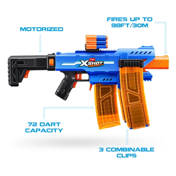 XSHOT Insanity Motorized Clip Mania by ZURU Outdoor Blaster with
