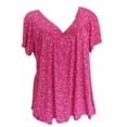 thumbnail image 1 of CEHVOM Women Plus Size Short Sleeves V-Neck Print Blouse Pullover Tops Shirt, 1 of 6