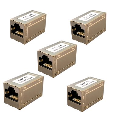 5x Cat6A Keystone Coupleur Jack Plaque Murale, Coupleurs RJ45 Femelle à Femelle Droit Blindé Câble en Ligne Cat6A Module Ethernet