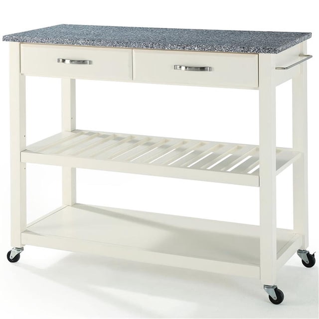 Crosley Furniture 2-Drawers Granite Top Kitchen Cart in White/Gray
