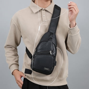 Sokhug Crossbody Sling Bag Clearance Men Women, Casual Shoulder Backpack, PU Chest Daypack Satchel for Hiking Travel