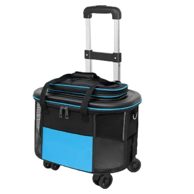 Pet Trolley Case, ABS Shell Breathable Cat Rolling Carrier Anti Detachment Hook Thick Handle Ine Hardware With Wheels For Travel