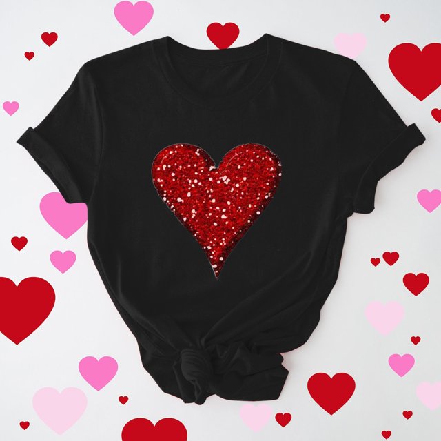 Cadeau de la Saint-Valentin pour Femmes T-shirt Décontracté à Col Rond à Manches Courtes Imprimé Arbre de Noël