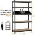 thumbnail image 4 of Fullfurnique 73.5″ Height 5 Tiers Adjustable Boltless Storage Shelf, Black, 4 of 8