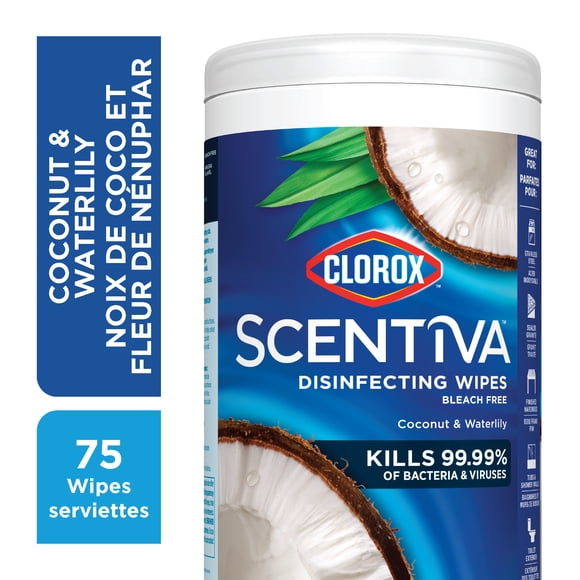 Clorox™ Scentiva™ Disinfecting Wipes, Bleach Free, Coconut & Waterlily, 75ct