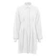 thumbnail image 4 of Womens Plus Size Puff Long Sleeve Mini Shirts Dress Button Down Turndown Collar Short Blouse Dress Ruched Plain Dress, 4 of 5