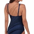 thumbnail image 2 of Women's Vintage Padded Push up One Piece Swimsuits Tummy Control Bathing Suits Plus Size Swimwear, S , Navy Blue, 2 of 6