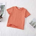 thumbnail image 2 of PMVFHDE T-Shirt à Manches Courtes d'Été Uni pour Enfants à Col Rond - Haut Léger, Respirant et Doux Rouge Melon D\'eau, 9-10 Ans, 2 of 3