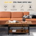 thumbnail image 4 of Gymax Coffee Table Industrial 2-Tier w/ Storage Shelf &Storage Shelf for Living Room Rustic Brown, 4 of 10