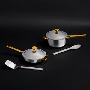 Our Place Titane Pro Mini Cuisinières Duo (6 pièce) Un pot et une poêle haute performance alimentés par du titane or/Chrome