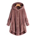 thumbnail image 1 of Womens Cardigan Plus Size Button Plush Tops Hooded Loose Cardigan Wool Coat Winter Jacket Navy Xl, 1 of 7