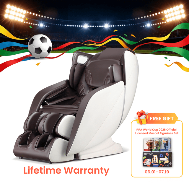 COSTWAY Provox27 Comfort Full Body Massage Chair - Zero Gravity Massaging Chair with SL Track, Airbags, Foot Rollers, Shoulder Detection, Heating, Bluetooth, Auto Modes