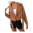 thumbnail image 3 of FOCUSNORM Women’s Juniors Solid Color Corduroy Long Sleeve Short Style Zipper Coat, 3 of 7