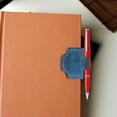 thumbnail image 3 of Magnetic Bookmark Clip Leather Design With Pen Holder Blue Color Material Pu Leather Reading Accessory Handmade Retro Style Blue, 3 of 5