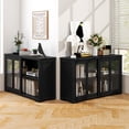 thumbnail image 3 of Costway 2-Door Stackable Buffet Sideboard Set of 2 with Sliding Tempered Glass Doors Black, 3 of 9