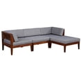 thumbnail image 3 of Linon Ensemble de 4 Pcs pour l'Extérieur en Bois d'Acacia Morningside avec Coussins Gris en Noyer, 3 of 12